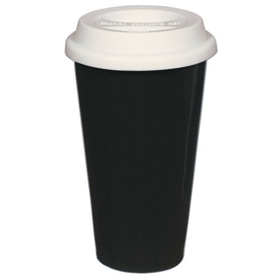 11 Oz. Double Wall Ceramic Mug With Silicone Lid - CER034
