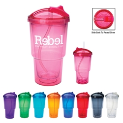16 Oz. Double Wall Travel Tumbler With Straw 16 Oz. Double Wall Travel Tumbler With Straw, Travel, Tumbler, with, Straw, Double Wall, Cup, Lid, Imprinted, Personalized, Promotional, with name on it, Gift Idea, Giveaway, 