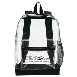 "Clear As Day, You Make A Difference In Every Way!" Transparent Backpack Employee Appreciation Backpack, Employee Recognition Backpack, promotional backpack, custom logo backpack, custom clear backpack, clear stadium backpack, back to school promotional items, employee appreciation gifts, bags with your logo, business gifts, corporate gifts with logo