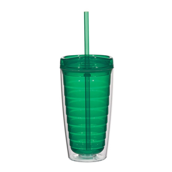 Workplace Safety Reminder Econo 16 Oz. Double Wall Tumbler With Lid And Straw  - SAF021