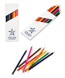 Eight-Pack Colored Pencil Set in White Box mini adult coloring book, adult coloring book and pencil set, imprinted adult coloring book, adult coloring book with logo, adult coloring book giveaway, promotional products, employee appreciation, employee recognition, smiley face, employee wellness, stress relief