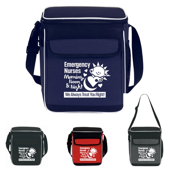 "Emergency Nurses: Morning, Noon & Night...We Always Treat You Right! " Theme Intergrated Insulated 12 Pack Lunch Cooler   - ENW105