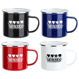 Emergency Nurses: Your Care Warms The Hearts & Lives Of All" Foundry 16 oz. Enamel Lined Iron Coffee Mug 