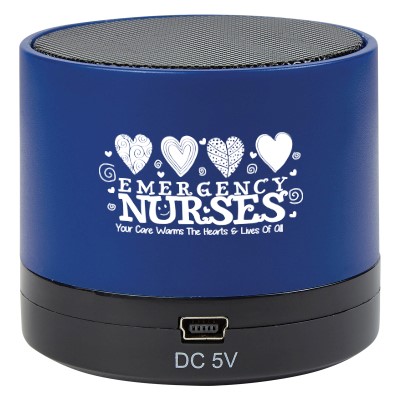 "Emergency Nurses: Your Care Warms The Hearts & Lives Of All" Wireless Mini Cylinder Speaker   Emergency Nurses, ER, theme Speaker, Blue Tooth Speaker Nursing, Team, Gifts, Theme, Wireless, mini, speaker, Bluetooth, 4.1, tech gifts, technology, ideas, Imprinted, Personalized, Promotional, with name on it, giveaway,