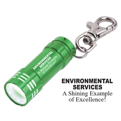 Environmental Services: A Shining Example of Excellence! Design Mini Aluminum LED light with Key Clip Mini Aluminum LED Light With Key Clip, Environmental Services, A Shining Example Of Excellence, Stock, Design, Mini, Aluminum, LED, Light, with, Key, clip, Imprinted, Personalized, Promotional, with name on it, giveaway,