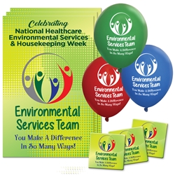 "Environmental Services Team: You Make A Difference In So Many Ways" Decoration Pack  eVS, Environmental Services, Team, Poster, Buttons, Pens, Cups, Decoration, Celebration Pack, Nursing Assistants theme Celebration Pack
