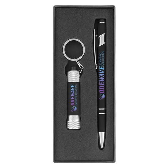 "Customer Service: You Make Every Moment A Chance To Shine!" Executive Soft Touch Key Light and Pen Gift Set - CSW142