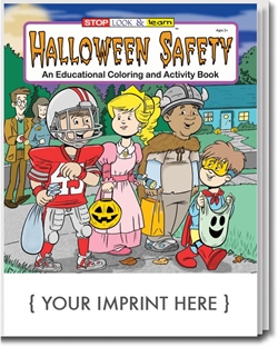 Halloween Safety Coloring & Activity Book promotional coloring book, Halloween giveaways, Halloween promotional items, Halloween safety promotional items, public safety promotional items, Halloween coloring book, Halloween promotional products, police department giveaways, fire department giveaways