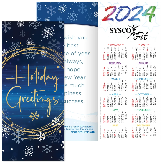 Holiday Greetings 2024 Gold Foil-Stamped Greeting Card Calendar  - CAL056
