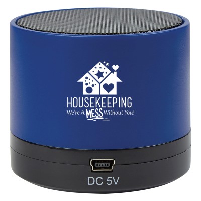 "Housekeeping: Were A Mess Without You" Wireless Mini Cylinder Speaker  Housekeeping, Housekeepers, EVS, Environmental Services, Theme, Wireless, mini, speaker, Bluetooth, 4.1, tech gifts, technology, ideas, Imprinted, Personalized, Promotional, with name on it, giveaway,