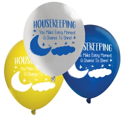 "Housekeeping: You Make Every Moment A Chance to Shine!" 11" inch Crystal Latex Balloons (Pack of 60 assorted)  Healthcare Environmental Services Week, Balloons, Party, Decorations, theme, Housekeepng, Housekeepers, Week, National, Theme, Latex balloons, party goods, decorations, celebrations, round shaped balloons, promotional balloons, custom balloons, imprinted balloons