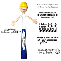 "Lets Bend Over Backwards for Safety" BEND-A-PEN Safety, bend, a, Pen, Smilez, Smiley, Smiles, Smiley, helmet, Pen, bendable, with imprint, customized, imprint, with name on it,  