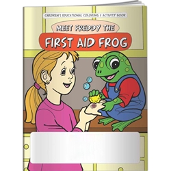 Meet Freddy the First Aid Frog Coloring Book Meet Freddy the First Aid Frog Coloring Book, Imprinted, Personalized, Promotional, with name on it, Giveaway, BetterLifeLine, BetterLife, Education, Educational, information, Informational, Wellness, Guide, Brochure, Paper, Low-cost, Low-Price, Cheap, Instruction, Instructional, Booklet, Small, Reference, Interactive, Learn, Learning, Read, Reading, Health, Well-Being, Living, Awareness, ColoringBook, ActivityBook, Activity, Crayon, Maze, Word, Search, Scramble, Entertain, Educate, Activities, Schools, Lessons, Kid, Child, Children, Story, Storyline, Stories, Safe, Safety, Protect, Protection, Hurt, Accident, Violence, Injury, Danger, Hazard, Emergency, First Aid