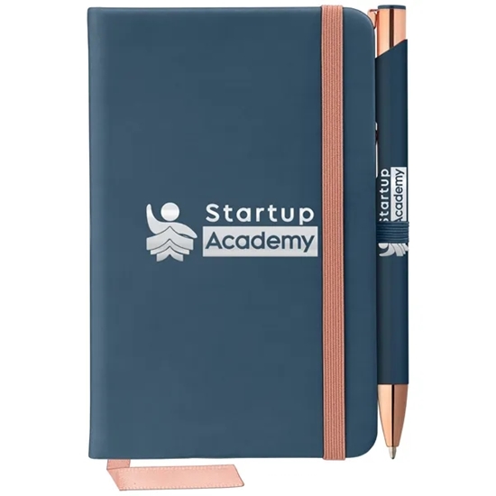 "Nurses: The Pulse of Patient Care" Miller Softy Rose Gold Notebook & Tres-Chic Pen Gift Set  - NUR251