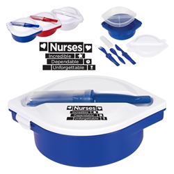 Nurses: Incredible, Dependable, Unforgettable! On The Go Lunch Kit  Multi-Compartment Food Container With Utensils, Nurses theme, Multi-Compartment, Food Container, with, Utensils, Imprinted, Personalized, Promotional, with name on it, giveaway,