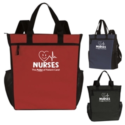 "Nurses: The Pulse of Patient Care!" Multi-Tote & Backpack  Nurses Week Theme Tote, Nurses Appreciation Tote and backpack, Multi use tote, Deluxe Tote, Zippered Tote, Imprinted, Tote Bag, Travel, Custom, Personalized, Bag 