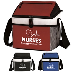 "Nurses: The Pulse of Patient Care" Tri-Color 8 Bottle Cooler   Nurses Week theme, Nurses theme 8 bottle Cooler, Healthcare Appreciation Lunch, Cooler, Cheap Lunch Cooler, Budget Friendly, Lunch Cooler, Pack, Plus, Continental Marketing, Care Promotions, Lunch Bag, Insulated, Barrel, Travel, Employee, Nurses, Teachers, Volunteers, Healthcare, Staff Gifts