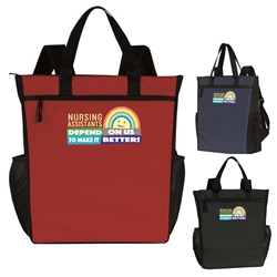 "Nursing Assistants: Depend on Us To Make It Better" Vivid Full Color Printed Multi-Tote & Backpack   Nursing Assistants Week Theme Tote, CNA  Appreciation Tote and backpack, Multi use tote, Deluxe Tote, Zippered Tote, Imprinted, Tote Bag, Travel, Custom, Personalized, Bag 