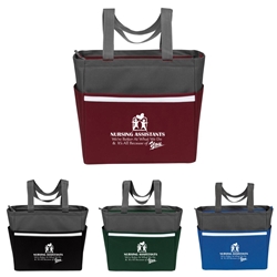"Nursing Assistants: Were Better at What We Do & Its All Because Of You" Two-Tone Accent Zip Tote  Nurses theme, two tone, tote, accent, Tote bag, Promotional, Imprinted, Polyester, Travel, Custom, Personalized, Bag 