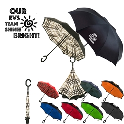 "Our EVS TEAM Shines Bright!" Reversible Umbrella  reversible umbrella, promotional umbrella, custom logo umbrella, custom printed umbrella, employee appreciation gifts, corporate holiday gifts, thank you gifts