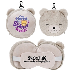 "Our Nurses Are Bearry Special!" Comfort Pals™ Bear 2-in-1 Pillow Sleep Mask Nurses Theme, Custom Sleep Mask, Nurses Week, Custom Comfort Pals, Custom Pillow and Sleep Mask, promotional items, Zippered ID Wallet, Travel Wallet, Promotional,  