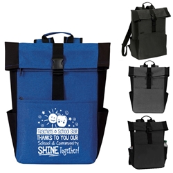 "Teachers & School Staff: Thanks To You Our School & Community Shines Together!" Urb-Line Daypack Compu-Backpack   Teacher appreciation, School Staff Appreciation, Tech Backpack, Tech Backpack, Modern Backpack, Backpack for Promotional Events, Trade Show Bags, Health Fair, Imprinted, Tote, Reusable, Recognition, Travel , imprinted