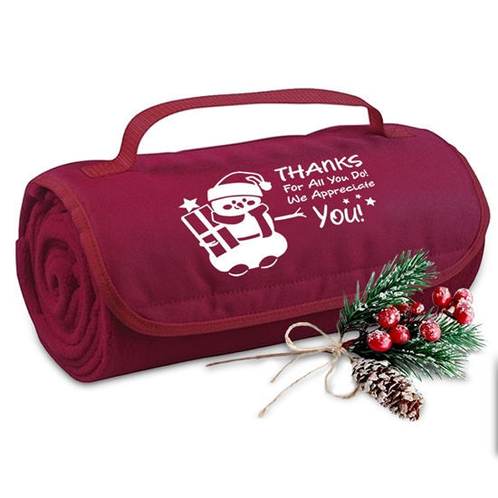 "Thanks For All You Do, We Appreciate You" (Holiday design) Roll-Up Blanket  - HOL050
