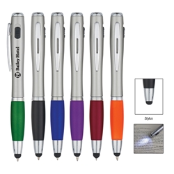 Trio Pen With LED Light And Stylus Trio Pen With LED Light And Stylus, Trio, Pen, Pens, LED, Light, Stylus,Ballpoint, Imprinted, Personalized, Promotional, with name on it, giveaway, black ink 