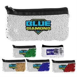 Vibrant Sequin Pouch promotional travel bag, promotional travel pouch, promotional cosmetic bag, custom logo zippered pouch, promotional sequin bag, full color promotional products