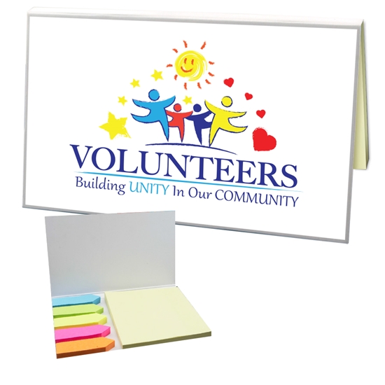 "Volunteers: Building Unity in Our Community" Color Splash Sticky Notes with Flags   - VOL063