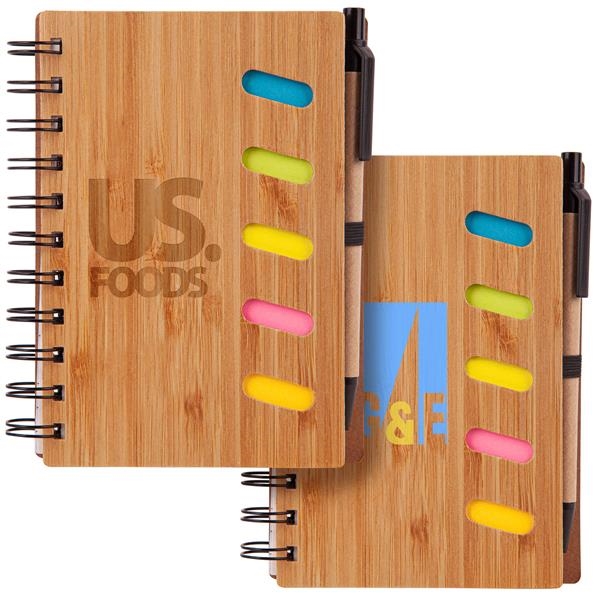 Bamboo Notebook with Pen & Sticky Notes