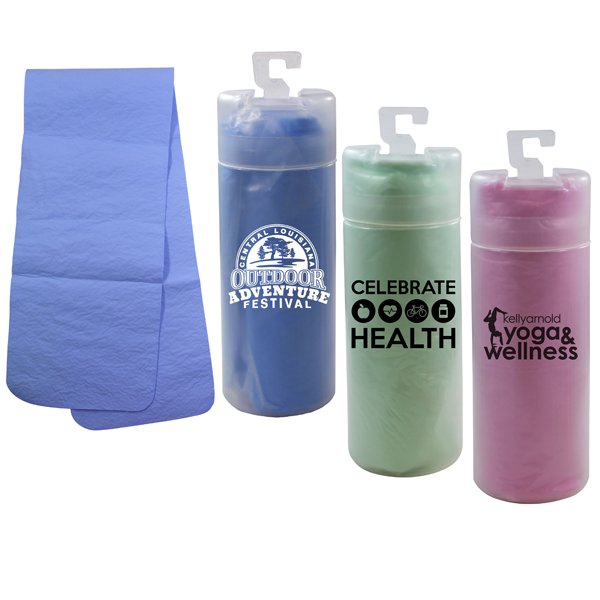 Cooling Towel with Tube Cooling Towel, Cooling Towels Bulk, Cooling towel tube, Cooling towel with logo, imprinted cooling towel, promotional products, employee appreciation, employee recognition, smiley face