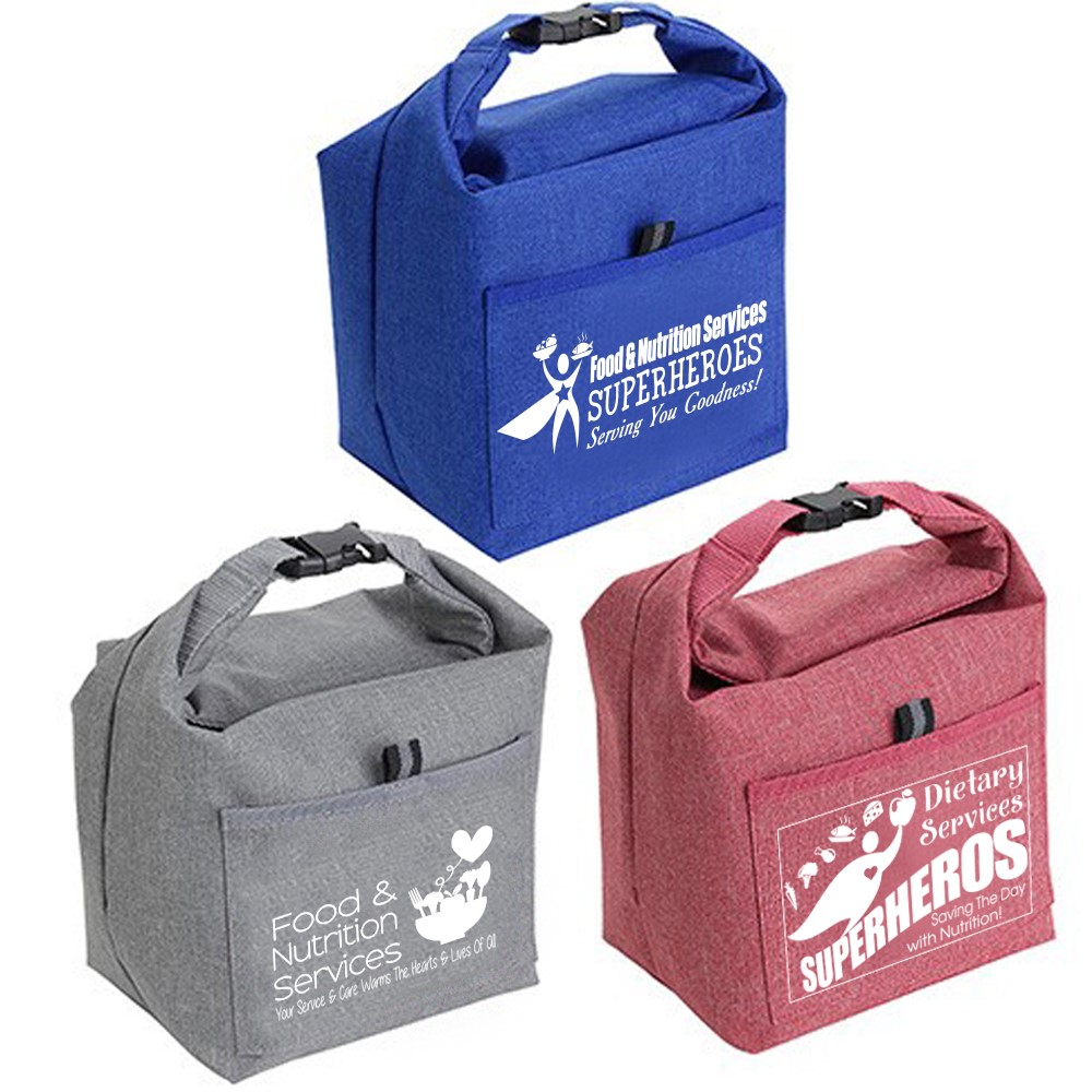 Food, Nutrition & Dietary Services Themes Roll Top Buckle Insulated Lunch Totes Food, Service, Dietary, Services, Nutrition, Theme,  promotional cooler bags, promotional lunch bag, employee appreciation gifts, custom printed lunch cooler, customized lunch bag, business gifts, corporate gifts