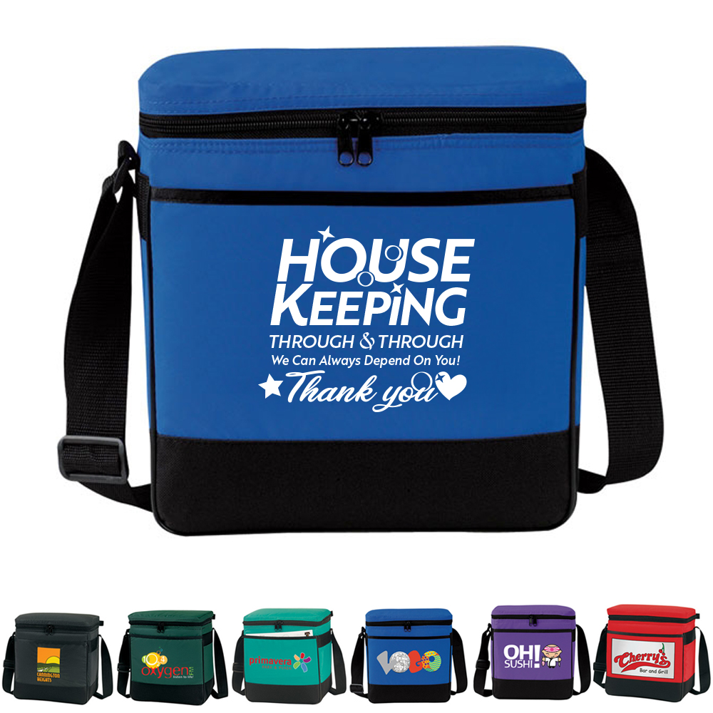 "Housekeeping: Through & Through We Can Always Depend on You" Deluxe 12-Pack Cooler   Housekeeping, Environmental Services, theme appreciation cooler, Housekeeping recognition cooler, EVS theme lunch bag, Housekeeping Team recognition, lunch cooler, 12 pack cooler, 12 pack lunch bag, cooler bag imprinted cooler, imprinted lunch bag, Lunch cooler with logo, 