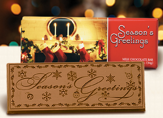 "Season's Greetings" Chocolate Bar Employee Appreciation, Employee Recognition, Holiday Gifts, Business Gifts, Corporate Gifts, Holiday Parties, chocolate, 