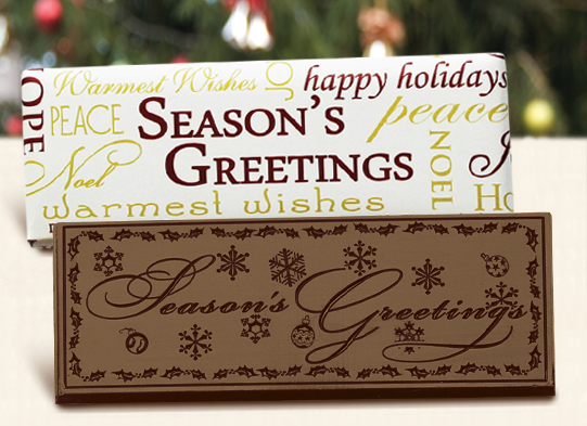 "Season's Greetings" Chocolate Bar Employee Appreciation, Employee Recognition, Holiday Gifts, Business Gifts, Corporate Gifts, Holiday Parties, chocolate, 
