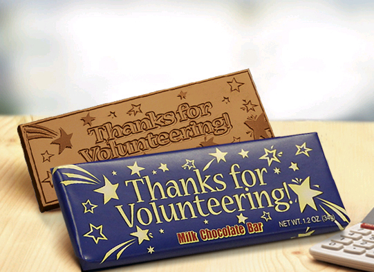 "Thanks for Volunteering!" Chocolate Bar Employee Appreciation, Employee Recognition, Holiday Gifts, Business Gifts, Corporate Gifts, Holiday Parties, chocolate, Gifts for Volunteers, volunteer gifts, volunteer appreciation, national volunteer week