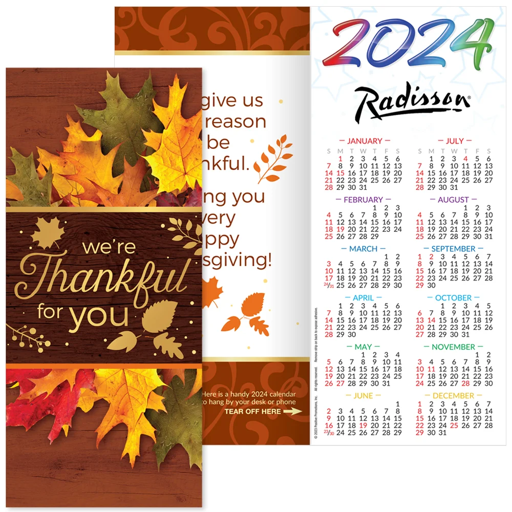 We're Thankful For You Thanksgiving theme 2024 Copper Foil-Stamped Holiday  Greeting Card Calendar