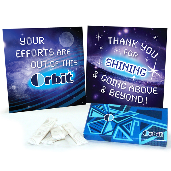 "Your Efforts Are Out Of This ORBIT" Gum & Card Employee Appreciation Kit  Orbit, Appreciation Gum Kit, Appreciation Kit, Low cost recognition, On The Spot Recognition, Appreciation Gum Kit, 