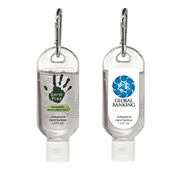1.5 Oz. Hand Sanitizer With Carabiner 1.5 Oz. Hand Sanitizer With Carabiner, 1.5 Oz., Hand Sanitizer, with, Carabiner, Imprinted, Personalized, Promotional, with name on it, giveaway,