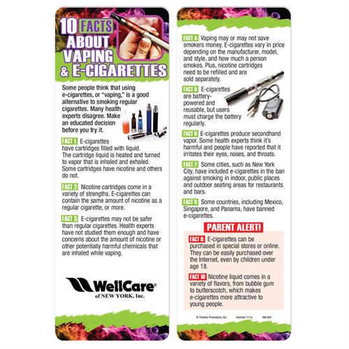 10 Facts About Vaping & E-Cigarettes Bookmark