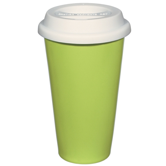 11 Oz. Double Wall Ceramic Mug With Silicone Lid - CER034