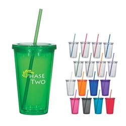 16 Oz. Double Wall Acrylic Tumbler With Straw 16 Oz. Double Wall Acrylic Tumbler With Straw, Double Wall, Acrylic, with, straw, Cup, Tumbler, Imprinted, Personalized, Promotional, with name on it, Gift Idea, Giveaway,