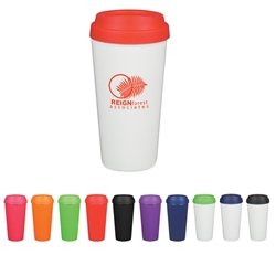 16 Oz. Double Wall Plastic Tumbler 16 Oz. Double Wall Plastic Tumbler, Double, Wall, Plastic, Tumbler, Coffee, Shaped, Container, Lid, Imprinted, Personalized, Promotional, with name on it, Gift Idea, Giveaway,