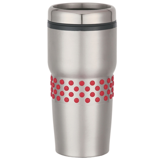 16 Oz. Stainless Steel Tumbler With Dotted Rubber Grip - DRK059