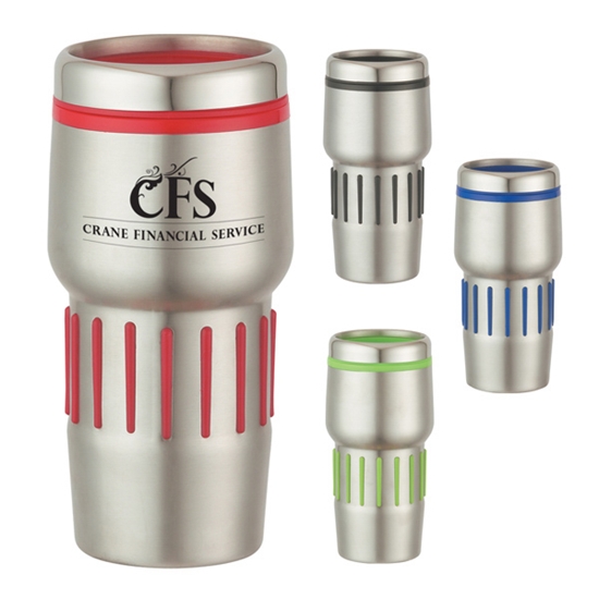 16 Oz. Stainless Steel Tumbler With Rubber Grips - DRK060