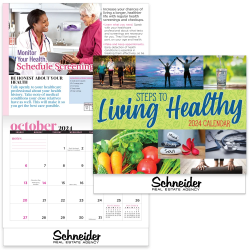 2024 Steps To Living Healthy Wall Calendar Wall Calendar, Planner, The Positive Line, Business Calendar, Office Calendar, Business Gifts, Corporate Gifts, Sales and Marketing, Sales Meetings, Giveaways, Promotional Calendars, Healthy Living, Employee Wellness