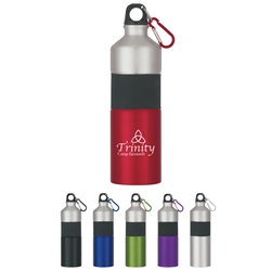 25 Oz. Two-Tone Aluminum Bottle With Rubber Grip 25 Oz. Two-Tone Aluminum Bottle With Rubber Grip, 25 oz., Two-Tone, 2 tone, Aluminum, Metal, Bottle, Water, Rubber, Grip, Carabiner, Imprinted, Personalized, Promotional, with name on it, Gift Idea, Giveaway,