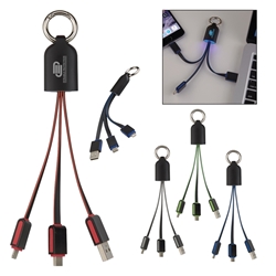 3-In-1 Light Up Charging Cables Charging Buddy, Light Up Charging Cable, promotional computer accessories, Tech business gifts, corporate holiday gifts, employee appreciation gifts