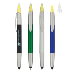 3-In-1 Pen/Highlighter/Stylus 3-In-1 Pen/Highlighter/Stylus, Pen, Pens, Highlighter, Stylus, 3-in-1, Plastic, Ballpoint, Imprinted, Personalized, Promotional, with name on it, giveaway, black ink 